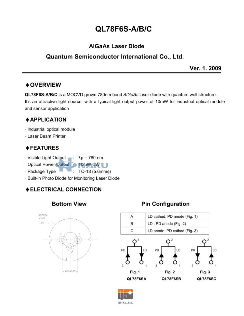 QSI 780nm 10mw laser diode